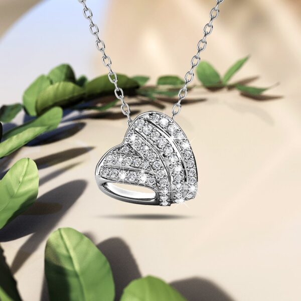 Heart-Shaped White Gold Pendant Necklace Embellished with SWAROVSKI® Crystals - Image 3