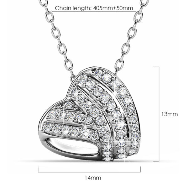 Heart-Shaped White Gold Pendant Necklace Embellished with SWAROVSKI® Crystals - Image 5
