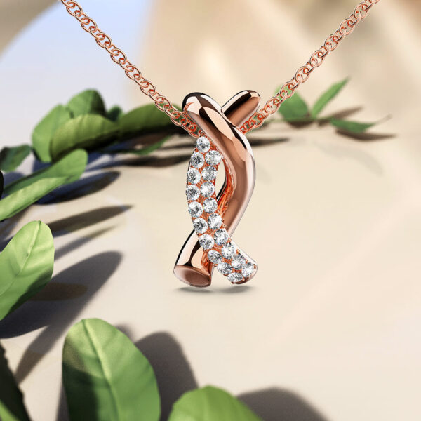 Intertwined Rose Gold Pendant Necklace Embellished with SWAROVSKI® Crystals - Image 3