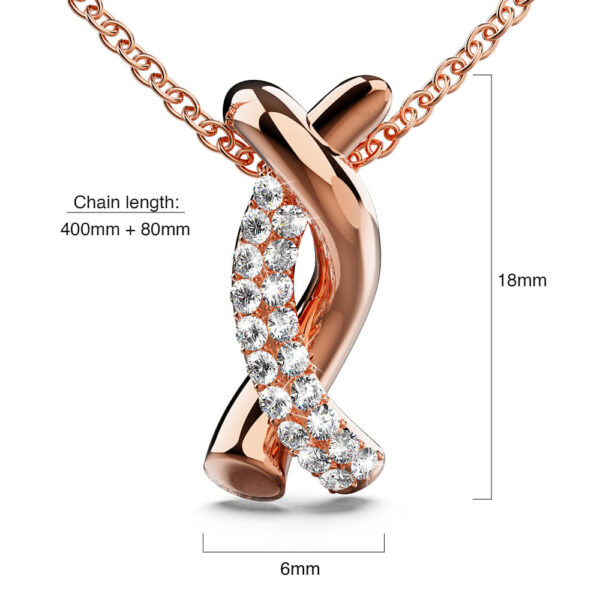 Intertwined Rose Gold Pendant Necklace Embellished with SWAROVSKI® Crystals - Image 5