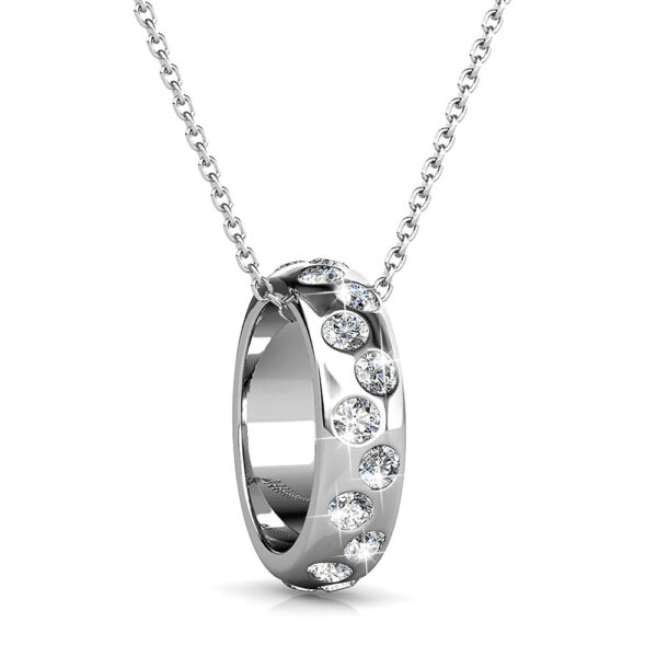 Ecliptic Pendant Necklace in White Gold Adorned with SWAROVSKI® Crystals - Image 2