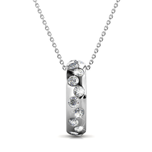 Ecliptic Pendant Necklace in White Gold Adorned with SWAROVSKI® Crystals - Image 3