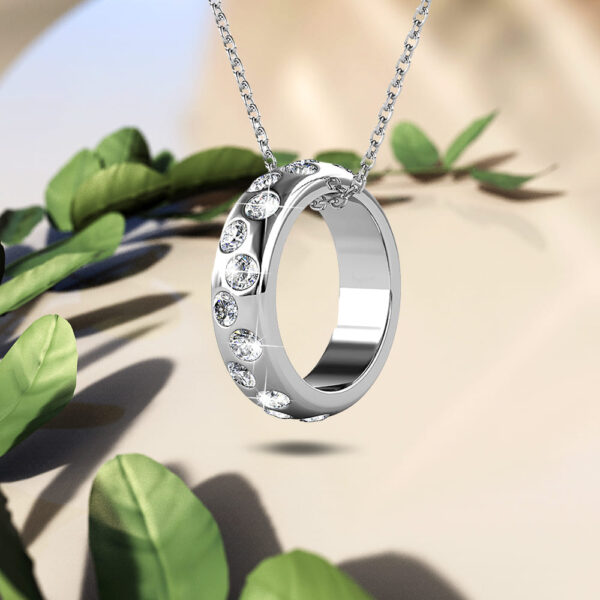 Ecliptic Pendant Necklace in White Gold Adorned with SWAROVSKI® Crystals - Image 4