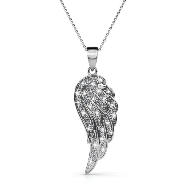 Fly High with Wing Pendant Necklace in White Gold Embellished with Crystals from SWAROVSKI®