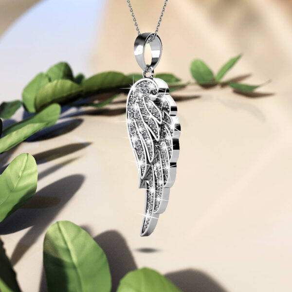 Fly High with Wing Pendant Necklace in White Gold Embellished with Crystals from SWAROVSKI® - Image 3