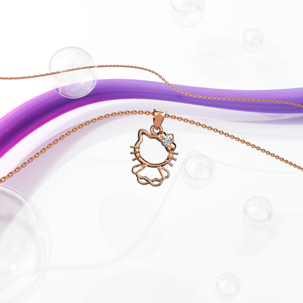 Hello Kitty Pendant Necklace in Rose Gold Embellished with SWAROVSKI® Crystals - Image 2