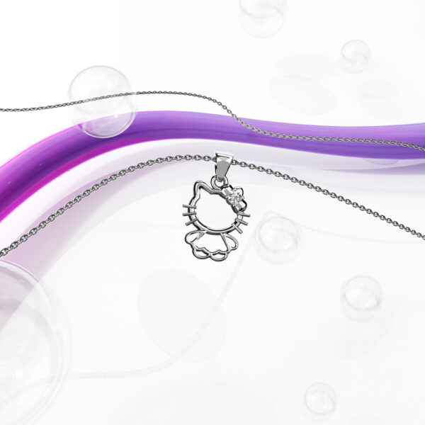 Hello Kitty Pendant Necklace in White Gold Embellished with SWAROVSKI® Crystals - Image 2