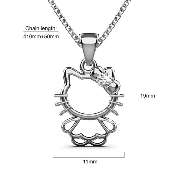 Hello Kitty Pendant Necklace in White Gold Embellished with SWAROVSKI® Crystals - Image 4