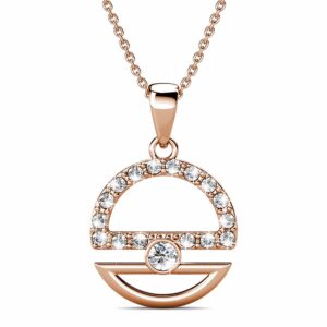 Modern Sphere Pendant Necklace in Rose Gold Adorned with Crystals from SWAROVSKI®