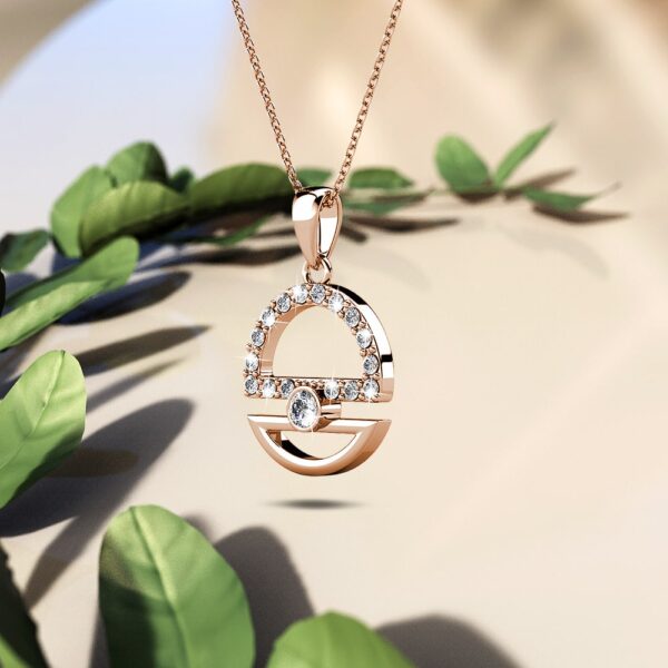 Modern Sphere Pendant Necklace in Rose Gold Adorned with Crystals from SWAROVSKI® - Image 3