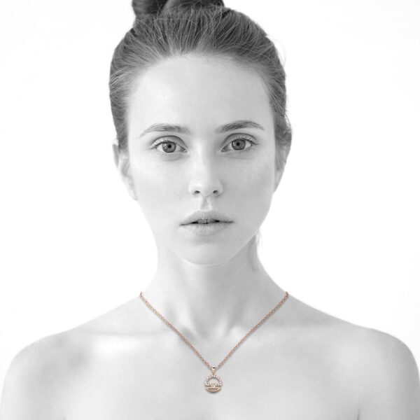 Modern Sphere Pendant Necklace in Rose Gold Adorned with Crystals from SWAROVSKI® - Image 4