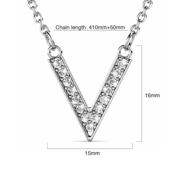 Luxury V Shaped Pendant Necklace in White Gold Embellished with SWAROVSKI® Crystals - Image 5