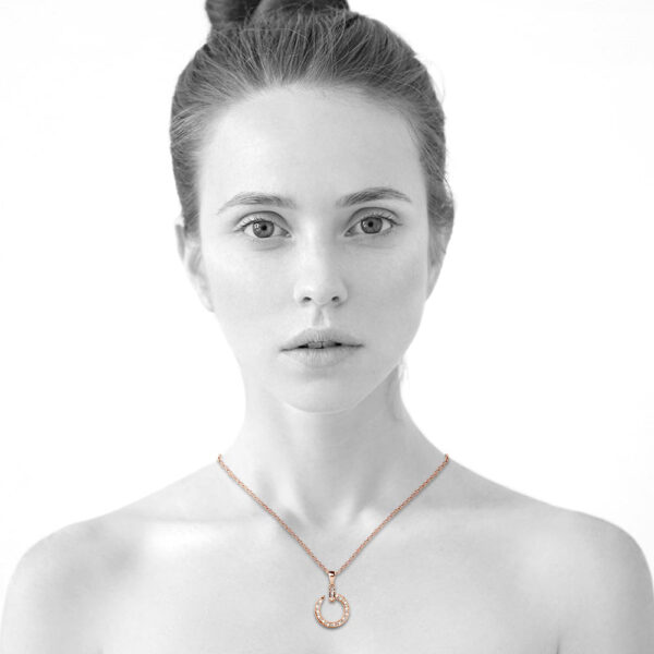 Paradigm in Circle Rose Gold Pendant Necklace Embellished with SWAROVSKI® Crystals - Image 3
