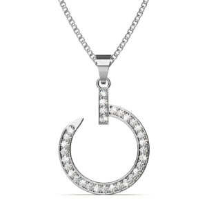Paradigm in Circle White Gold Pendant Necklace Embellished with SWAROVSKI® Crystals