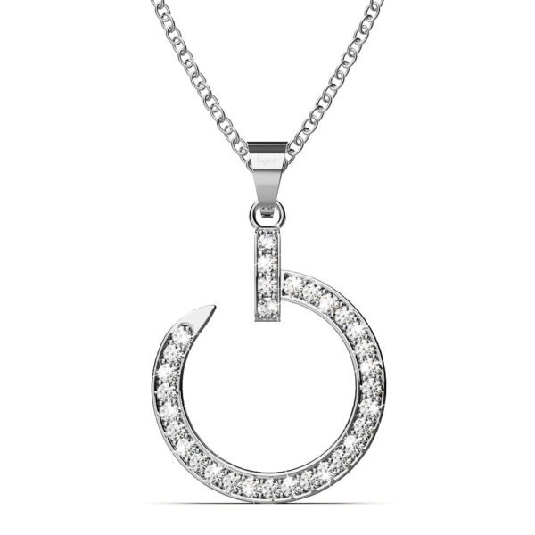 Paradigm in Circle White Gold Pendant Necklace Embellished with SWAROVSKI® Crystals