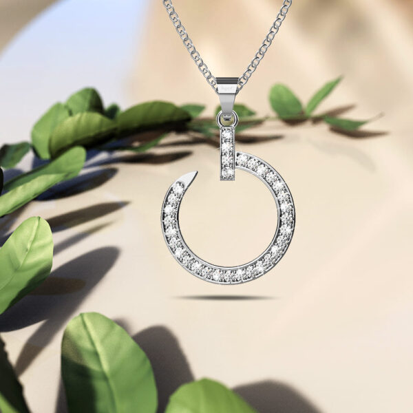 Paradigm in Circle White Gold Pendant Necklace Embellished with SWAROVSKI® Crystals - Image 2