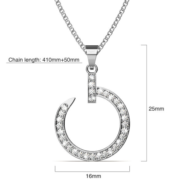 Paradigm in Circle White Gold Pendant Necklace Embellished with SWAROVSKI® Crystals - Image 4