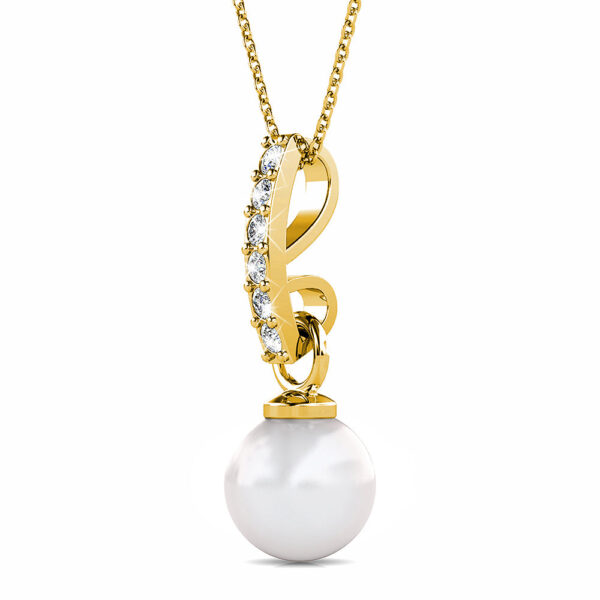 Luminous Pearl Pendant Necklace in Gold Adorned With Crystals from SWAROVSKI® - Image 2