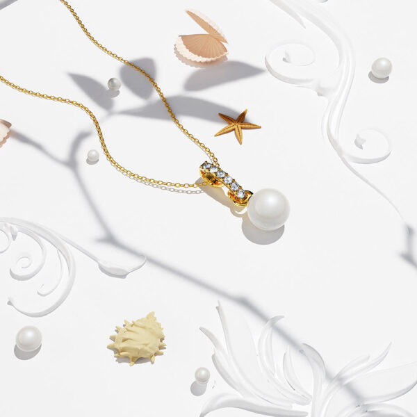 Luminous Pearl Pendant Necklace in Gold Adorned With Crystals from SWAROVSKI® - Image 4