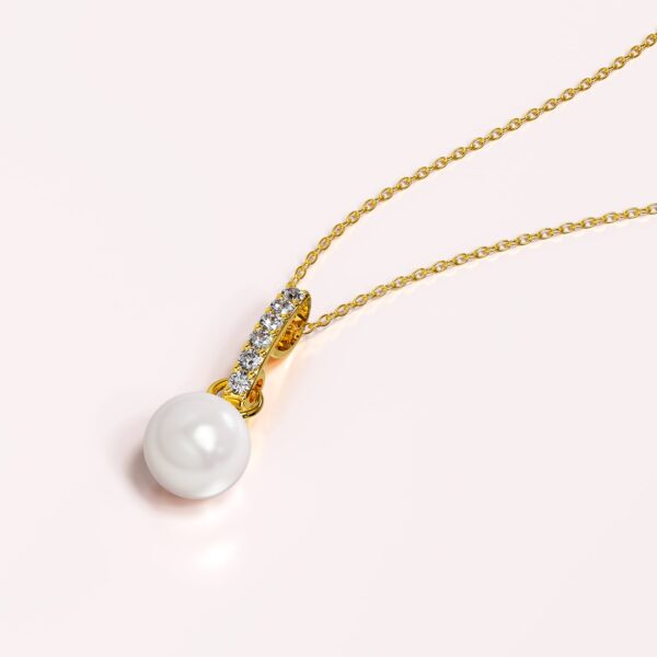 Luminous Pearl Pendant Necklace in Gold Adorned With Crystals from SWAROVSKI® - Image 3