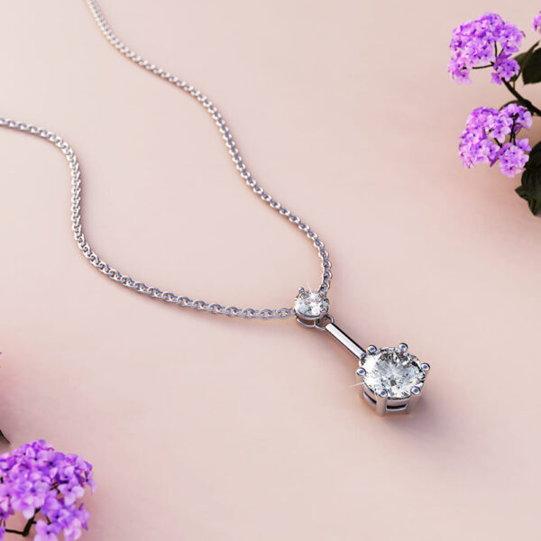 Divine Crystal Long Pendant Necklace in White Gold Embellished with Crystals from SWAROVSKI® - Image 3