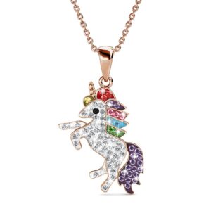 Rose Gold Chain With Rainbow Unicorn Embellished with SWAROVSKI® Crystals
