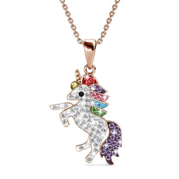 Rose Gold Chain With Rainbow Unicorn Embellished with SWAROVSKI® Crystals