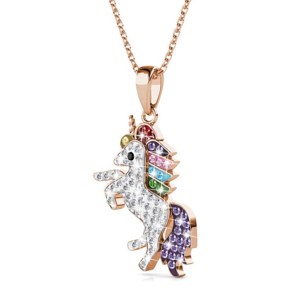 Rose Gold Chain With Rainbow Unicorn Embellished with SWAROVSKI® Crystals - Image 2