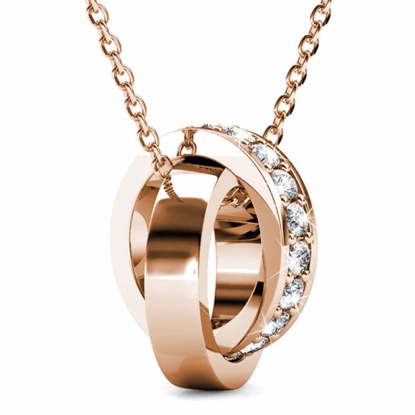 Rose Gold Interlock Ring Pendant Necklace Embellished with SWAROVSKI® Crystals - Image 3