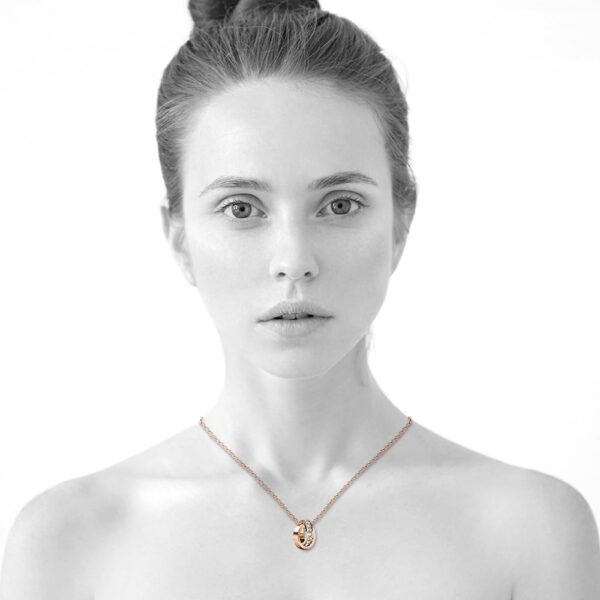 Rose Gold Interlock Ring Pendant Necklace Embellished with SWAROVSKI® Crystals - Image 5