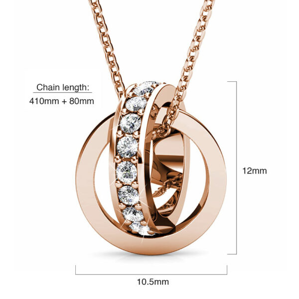 Rose Gold Interlock Ring Pendant Necklace Embellished with SWAROVSKI® Crystals - Image 6