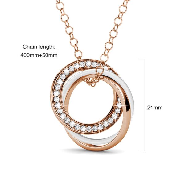 Rose Gold Triple Interlocking Ring White Pendant Necklace Embellished with SWAROVSKI® Crystals - Image 6