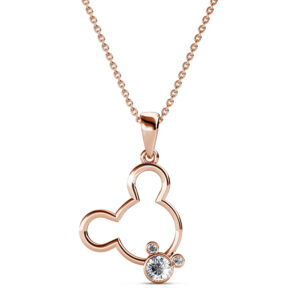 Happy Mickey Periwinkle Teardrop Necklace Embellished with Crystals from SWAROVSKI® in Rose Gold