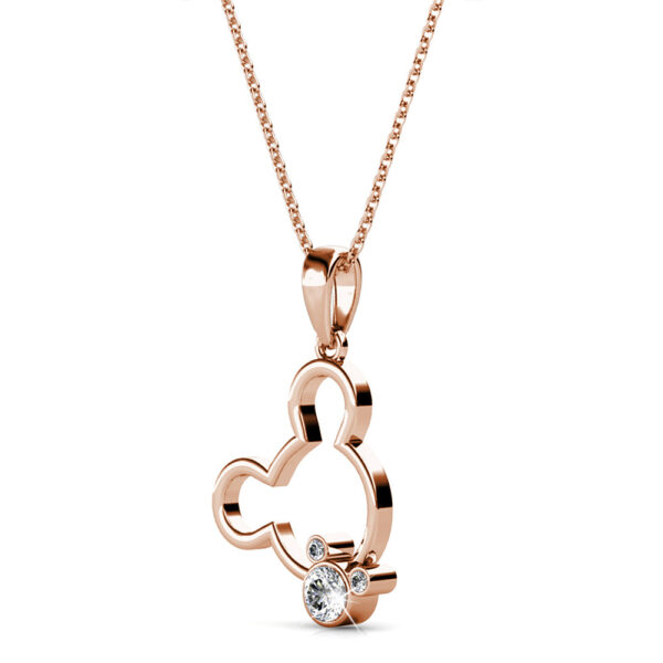 Happy Mickey Periwinkle Teardrop Necklace Embellished with Crystals from SWAROVSKI® in Rose Gold - Image 2
