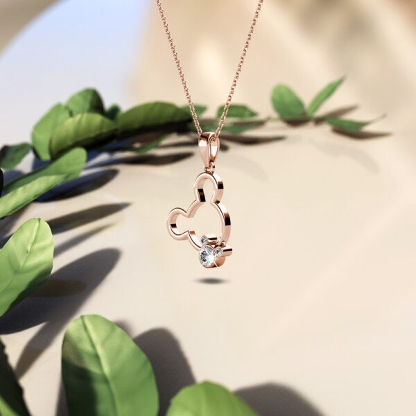 Happy Mickey Periwinkle Teardrop Necklace Embellished with Crystals from SWAROVSKI® in Rose Gold - Image 4