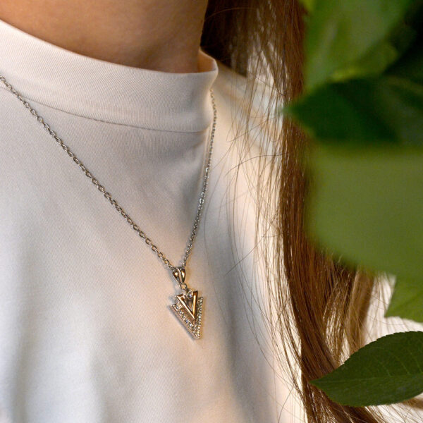 Trilateral Necklace Embellished with Crystals from SWAROVSKI® in White Gold - Image 3