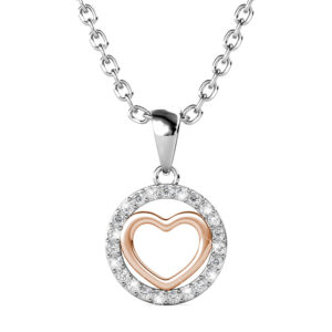 Cordate Necklace Embellished with Crystals from SWAROVSKI® in Dual Tone Gold