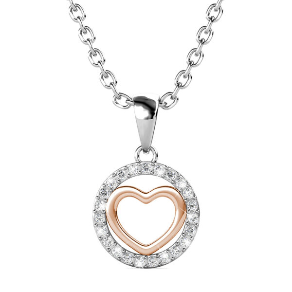 Cordate Necklace Embellished with Crystals from SWAROVSKI® in Dual Tone Gold