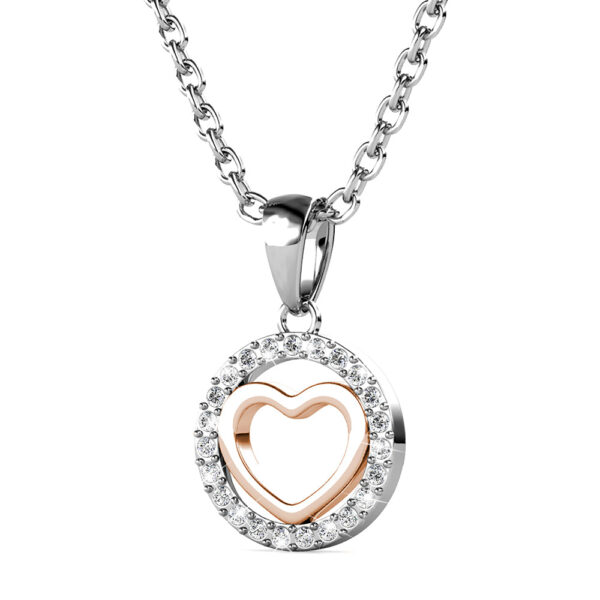 Cordate Necklace Embellished with Crystals from SWAROVSKI® in Dual Tone Gold - Image 2