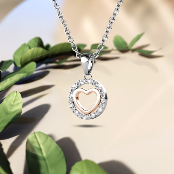 Cordate Necklace Embellished with Crystals from SWAROVSKI® in Dual Tone Gold - Image 4