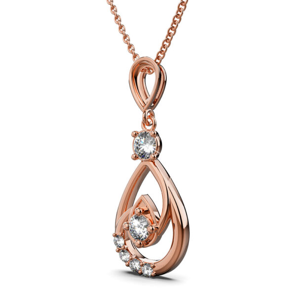 Periwinkle Teardrop Necklace Embellished with Crystals from SWAROVSKI® in Rose Gold - Image 2