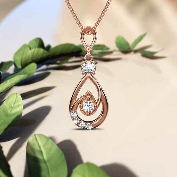 Periwinkle Teardrop Necklace Embellished with Crystals from SWAROVSKI® in Rose Gold - Image 4