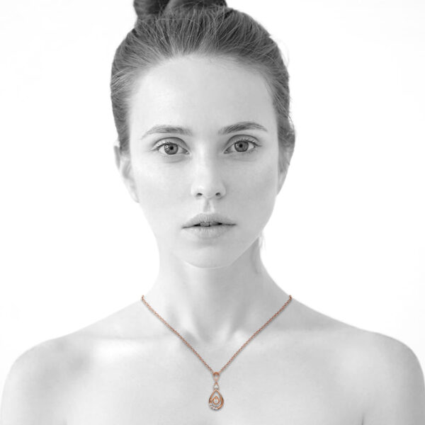 Periwinkle Teardrop Necklace Embellished with Crystals from SWAROVSKI® in Rose Gold - Image 5