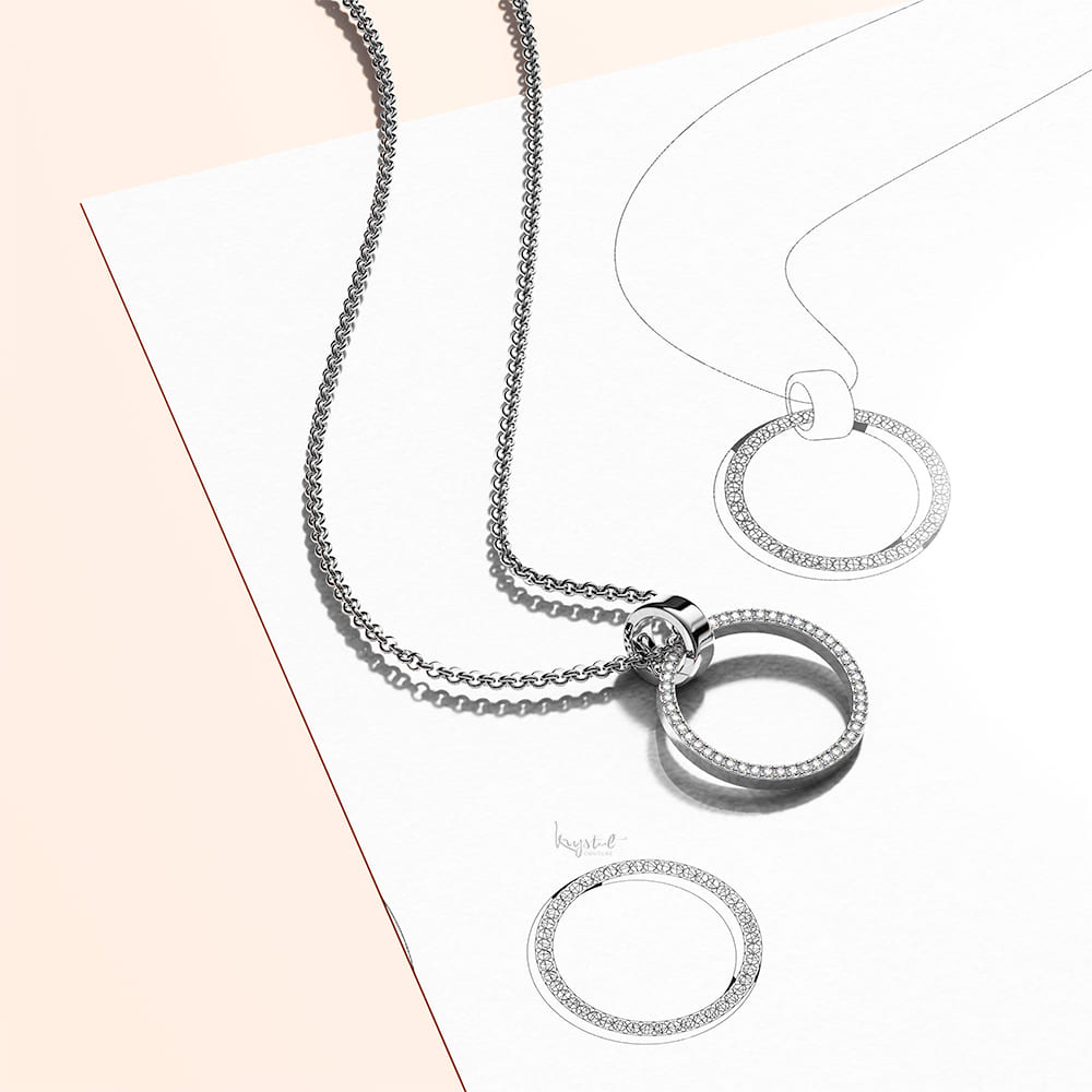 Orbit of Charm Necklace Embellished with SWAROVSKI® Crystal in White Gold - Image 3