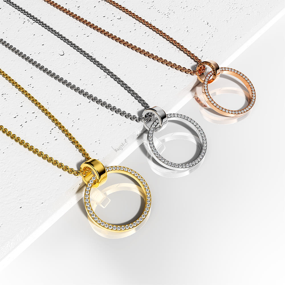 Orbit of Charm Necklace Embellished with SWAROVSKI® Crystal in White Gold - Image 4