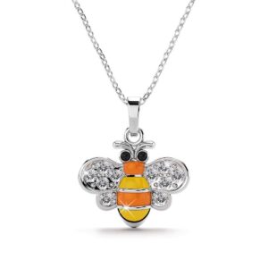 Bumblebee Crystal Necklace White Gold Layered Jewellery