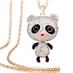 Panda Long Necklace Embellished with SWAROVSKI® Crystals