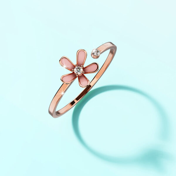 Petalia Pink Ring Featured SWAROVSKI® Crystals in Rose Gold - Image 2