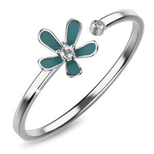 Petalia Turquoise Blue Ring Featured SWAROVSKI® Crystals in White Gold
