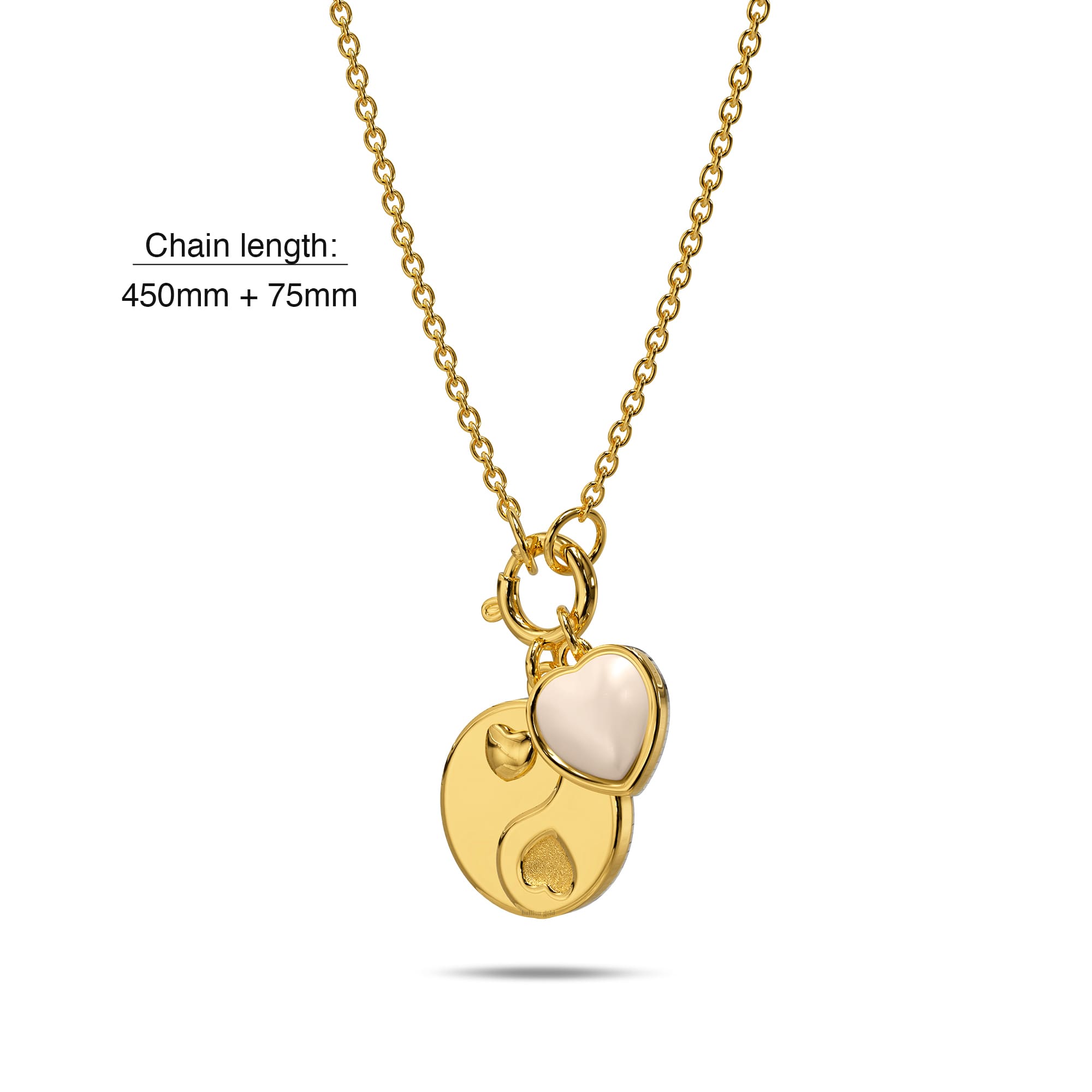 Yin Yang Pearl Heart Gold Charm Necklace - Image 2